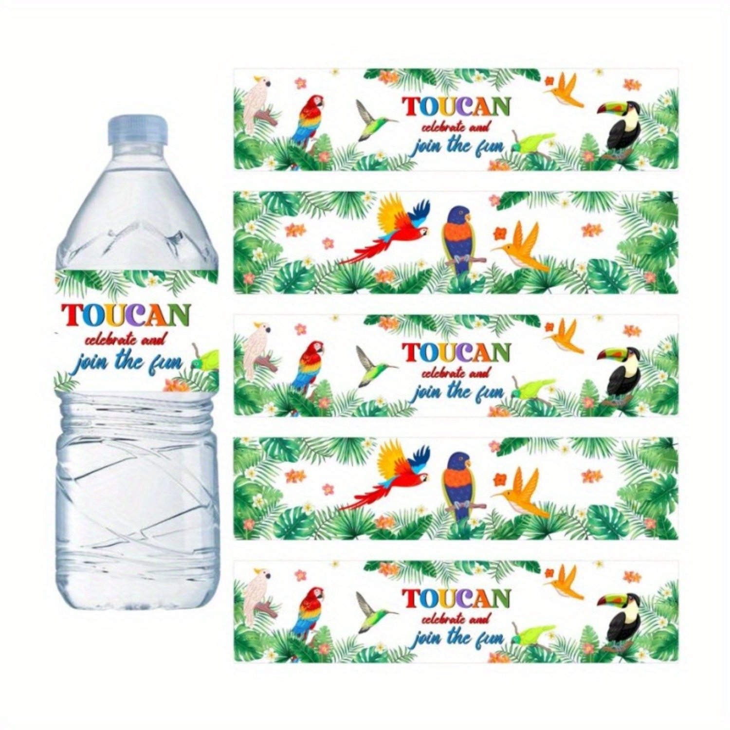 Wedding Water Supply - Etichette per Bottiglie d'Acqua con Pappagalli,